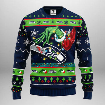 Seattle Seahawks Grinch Ugly Christmas Sweater Moonbestprint