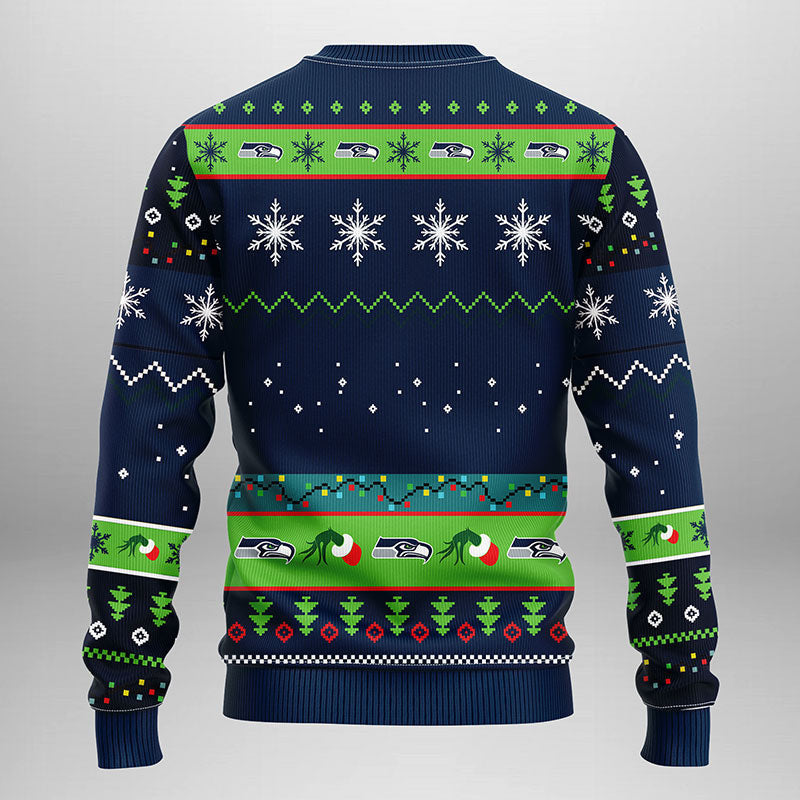 Seattle Seahawks Grinch Ugly Christmas Sweater Moonbestprint