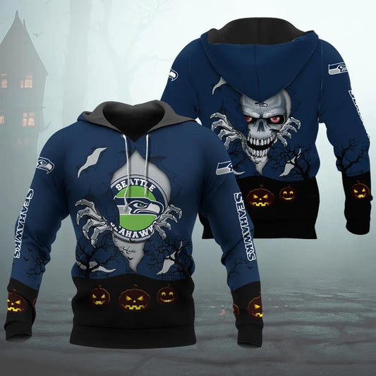 Seattle Seahawks Halloween 3D Apparel, NFL Hoodie Moonbestprint