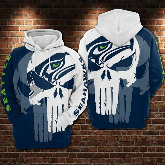 Seattle Seahawks Punisher Skull 3D Hoodie, NFL Hoodie Moonbestprint