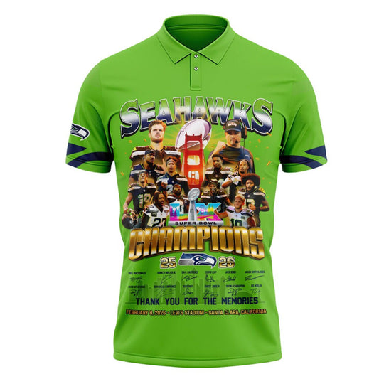 2026 Seattle Seahawks Super Bowl 60 Champions Polo Shirt - Moonbestprint