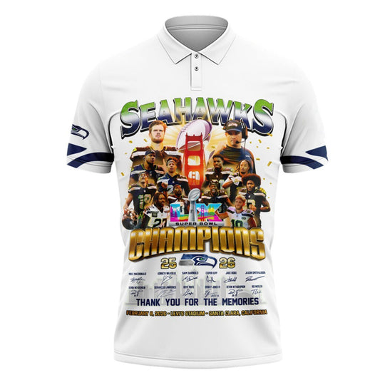 2026 Seattle Seahawks Super Bowl 60 Champions Polo Shirt - Moonbestprint