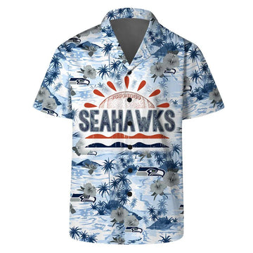Seattle Seahawks Team Logo Pattern Football Hawaiian Shirt, NFL Hawaiian Shirt Moonbestprint