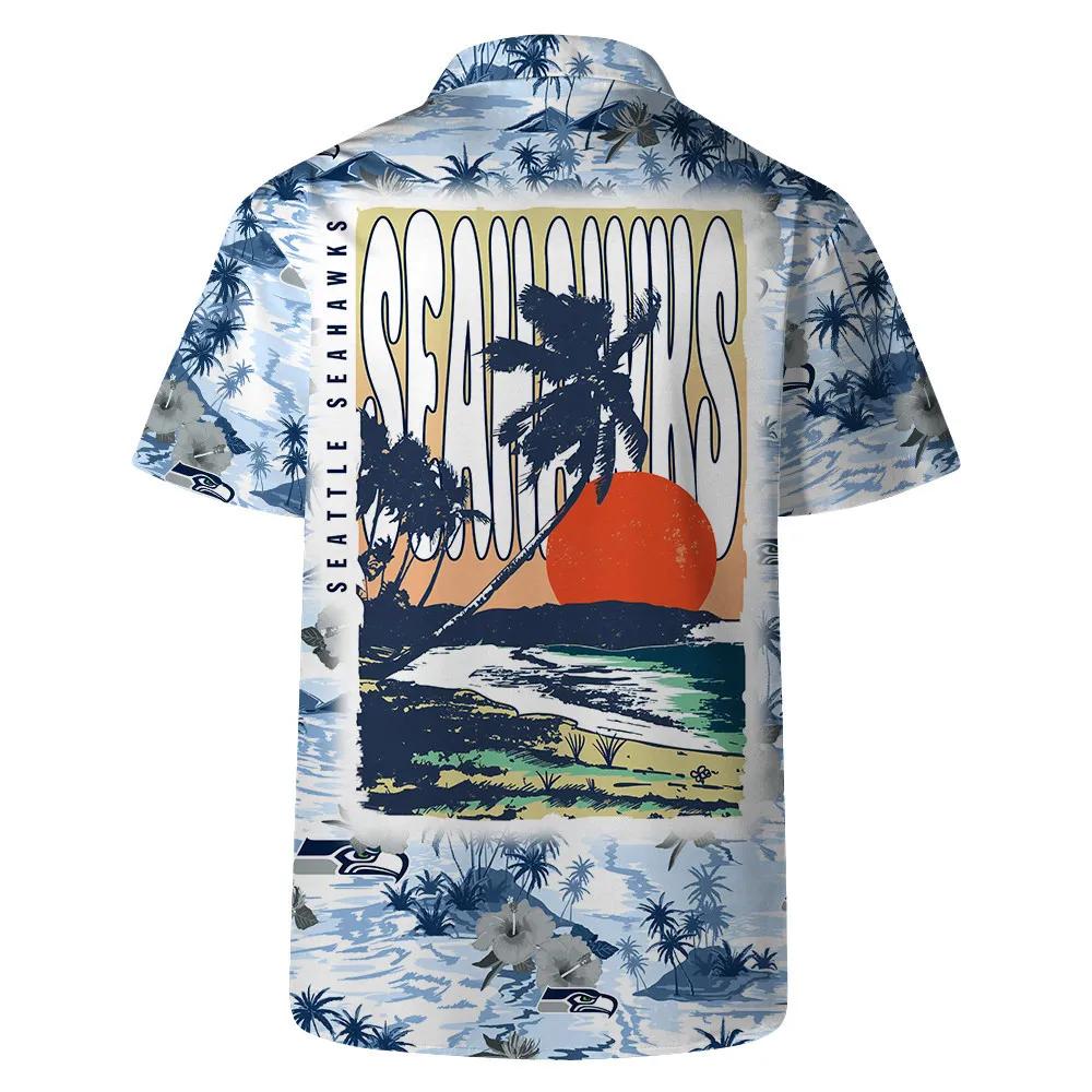 Seattle Seahawks Team Logo Pattern Football Hawaiian Shirt, NFL Hawaiian Shirt Moonbestprint