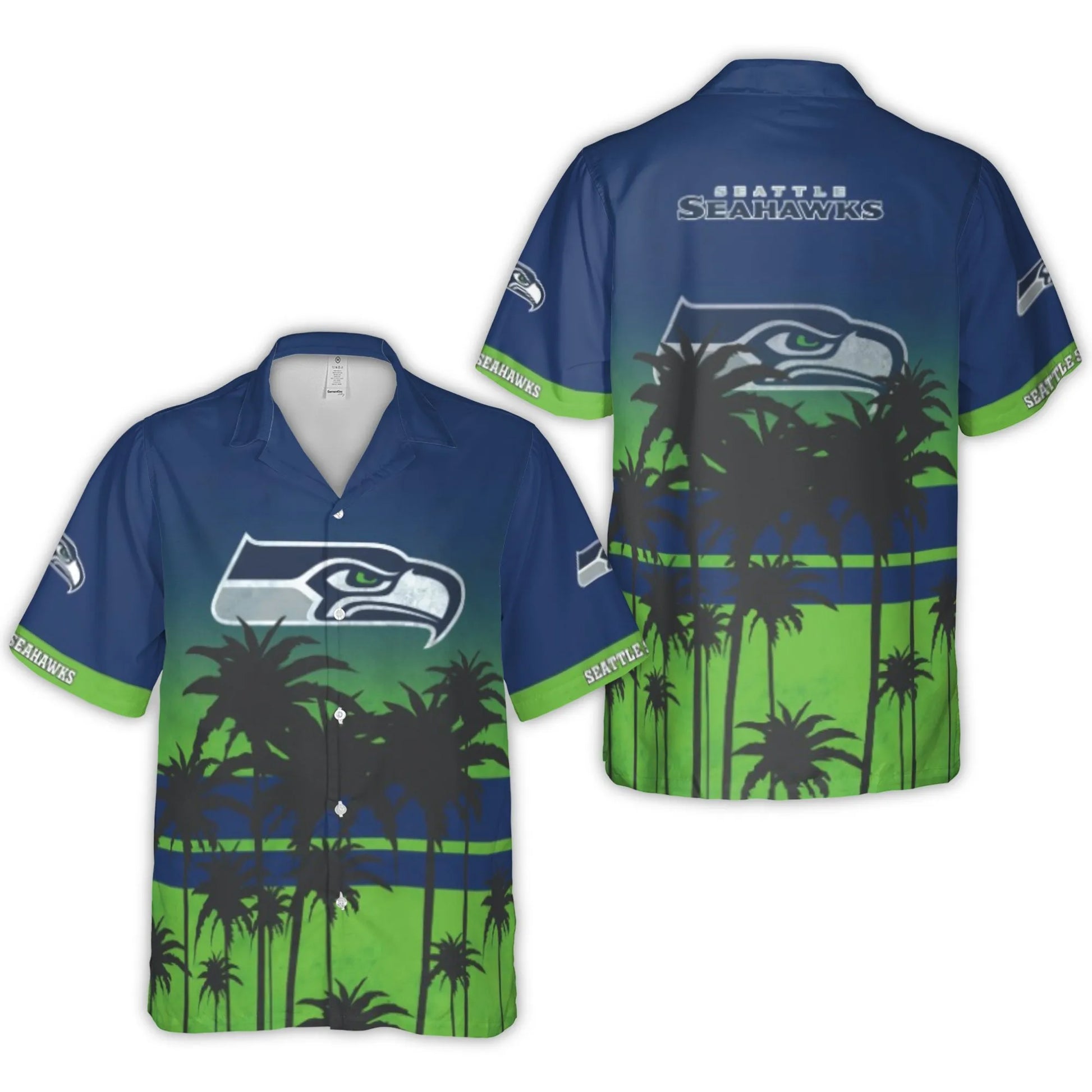 Seattle Seahawks With Palm Trees Hawaiian Shirt – Moonbestprint