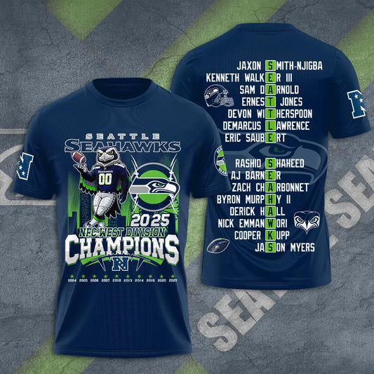 Seattle Seahawks 2025 NFC West Division Champions  Limited Edition TShirt | CS34 Moonbestprint