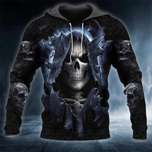 Shadow Bat Grim Reaper Skull 3D Hoodie Moonbestprint