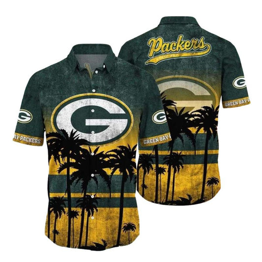 Silhouette Palm Green Bay Packers Sunset Vibes Hawaiian Shirt - Moonbestprint