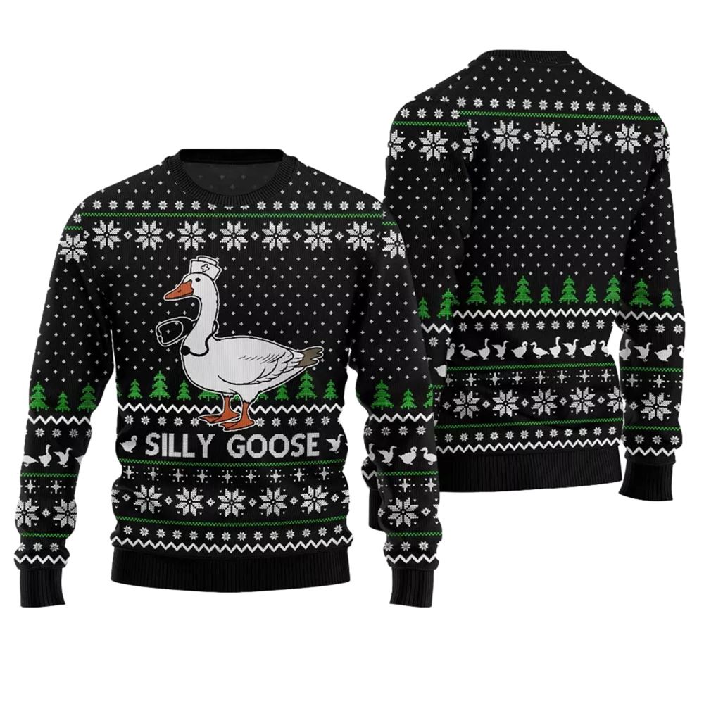 Silly Goose Nurse Ugly Christmas Sweater - Moonbestprint