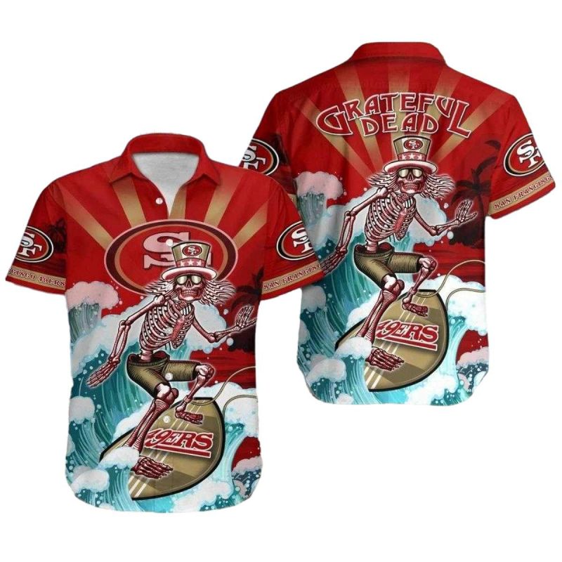 Skeleton 49ers Grateful Dead Surfing Hawaiian Shirt - Moonbestprint