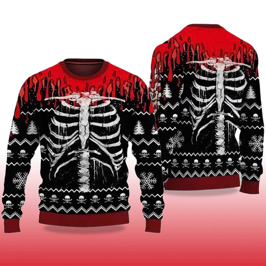 2026 Skeleton Skull Spooky Ugly Sweater Halloween Moonbestprint