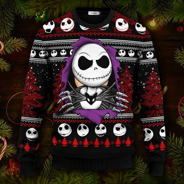 Skeleton Sweater, The Nightmare Before Christmas Jack Skellington Ugly Christmas Sweater Moonbestprint