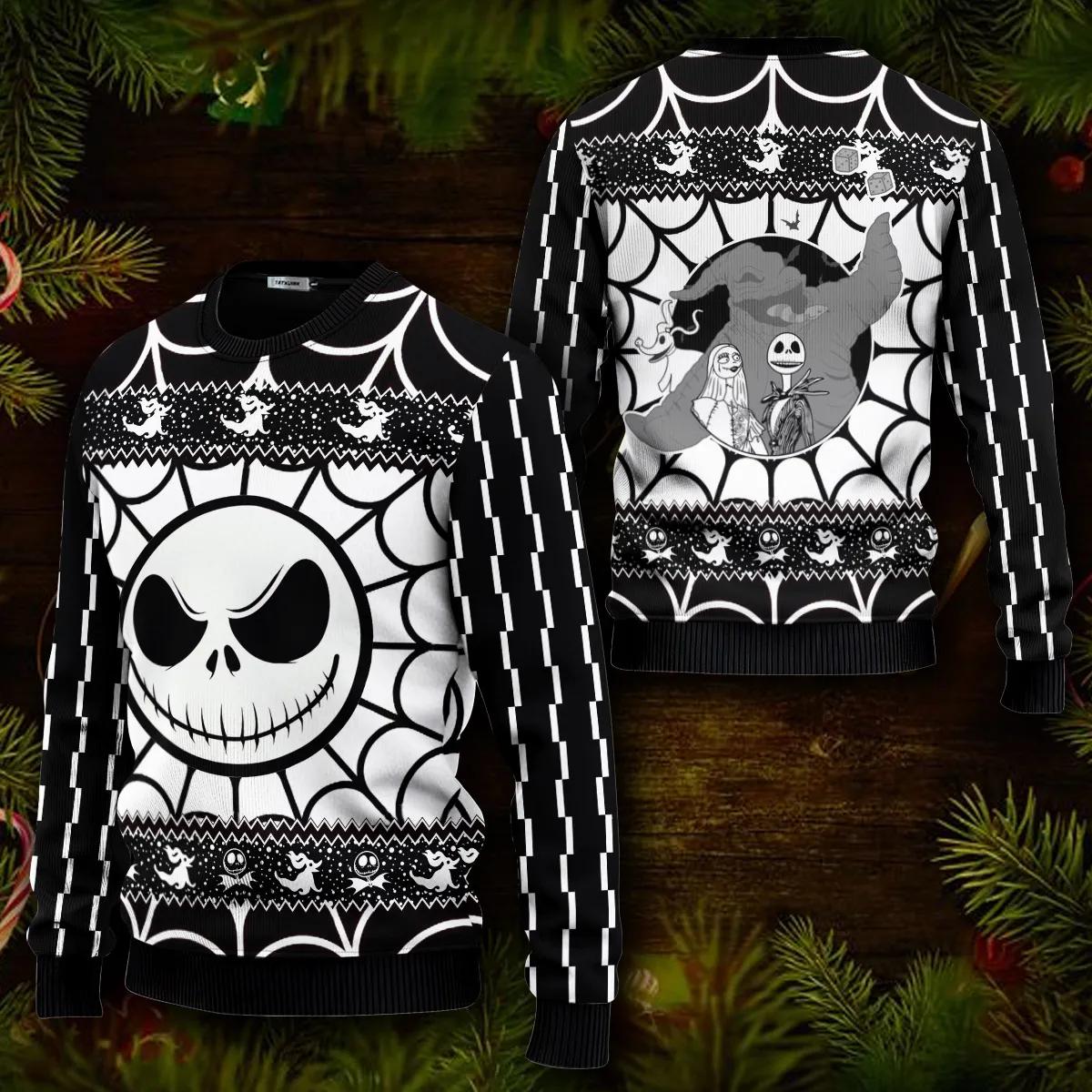 Skeleton Sweater, The Nightmare Before Christmas Jack Skellington Ugly Christmas Sweater, Skeleton Sweatshirt Moonbestprint