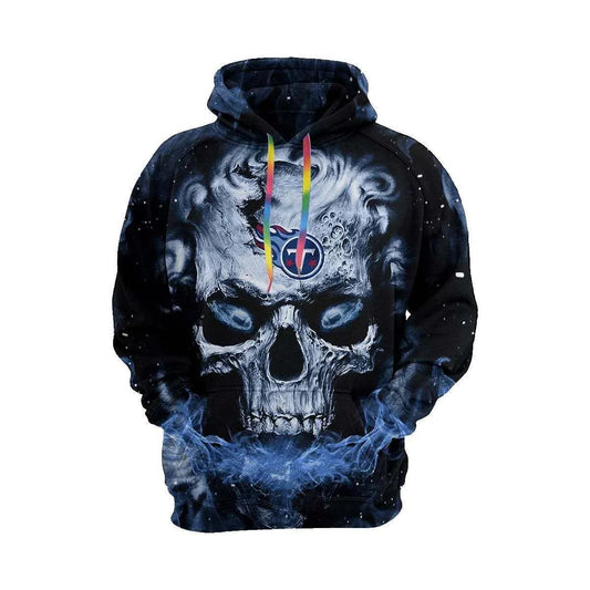 Skull Art Neon Light Tennessee Titans 3D Hoodie, NFL Hoodie Moonbestprint
