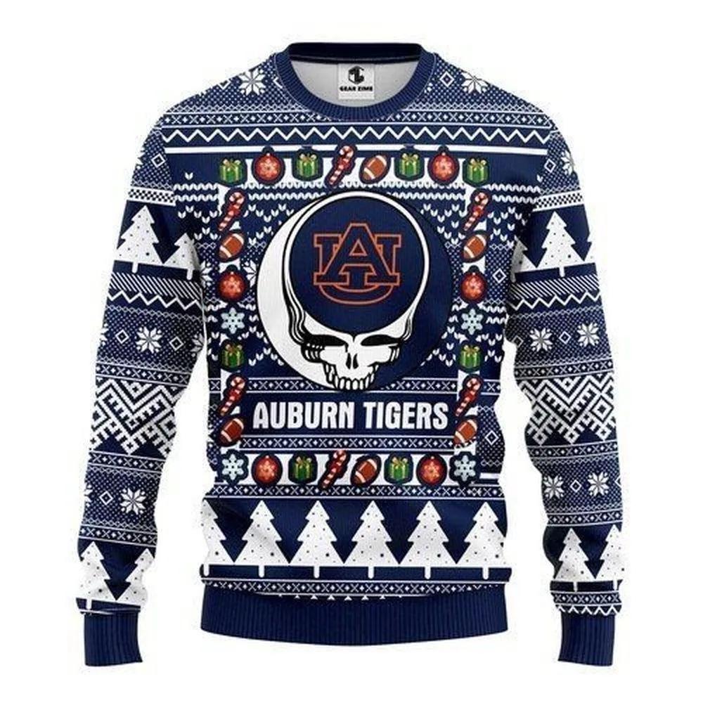 Skull Auburn Tigers Ugly Christmas Sweater, NCAA Christmas Sweater Moonbestprint