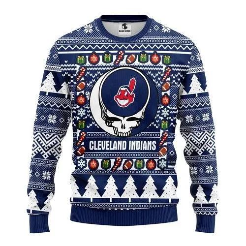 Skull Cleveland Indians Christmas Ugly Sweater, MLB Christmas Sweater Moonbestprint