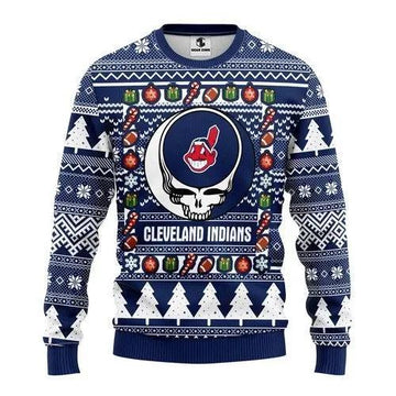 Skull Cleveland Indians Christmas Ugly Sweater, MLB Christmas Sweater Moonbestprint