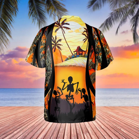 Skull Dancing Party Hawaiian Shirt, Hawaiian Button Up Shirt, Aloha Shirts Moonbestprint