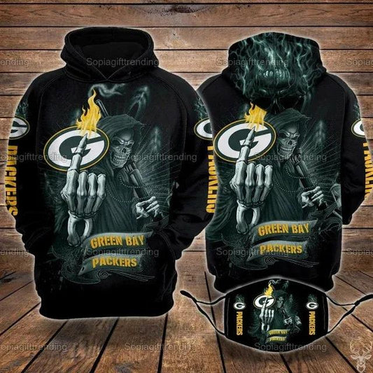 Skull Death Fuck Green Bay Packers 3D Hoodie, NFL Hoodie Moonbestprint