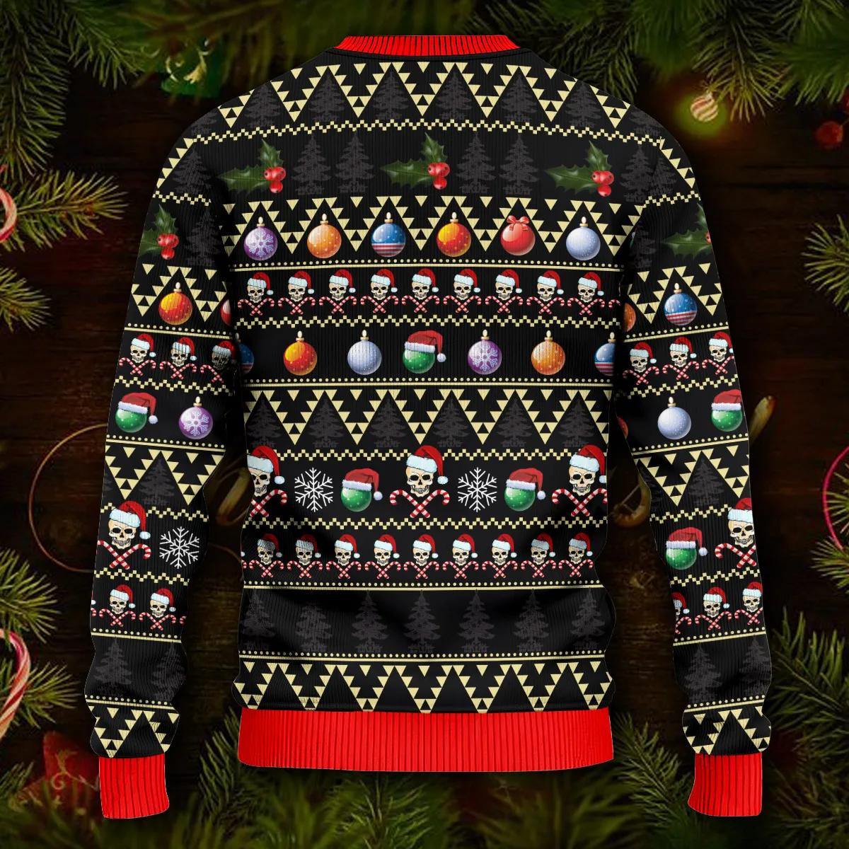 Skull Drinking Hot Coffee Christmas Pattern Ugly Christmas Sweater Moonbestprint