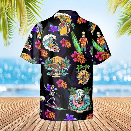 Skull On The Beach Funny Game Hawaiian Shirt, Hawaiian Button Up Shirt, Aloha Shirts Moonbestprint