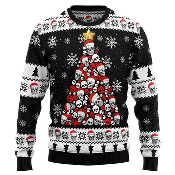 Skull Pine Tree Ugly Christmas Sweater, Christmas Sweater With Skulls Moonbestprint