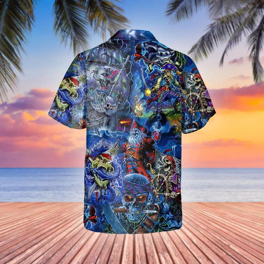 Skull Pirates Hawaiian Shirt, Hawaiian Button Up Shirt, Aloha Shirts Moonbestprint