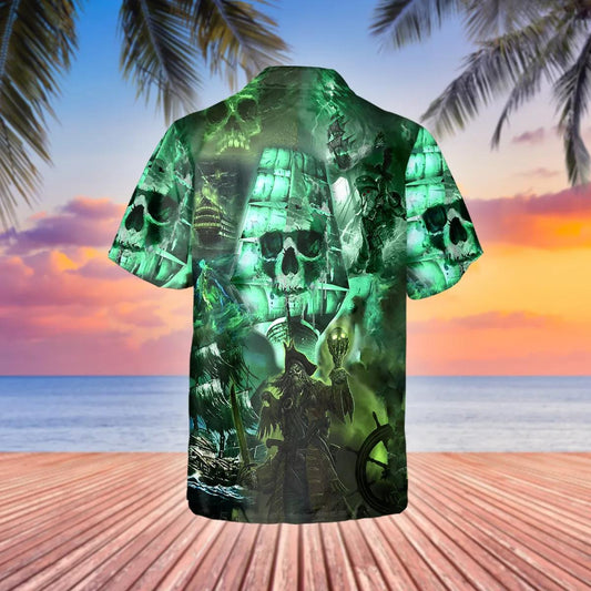 Skull Pirates Legend Hawaiian Shirt, Hawaiian Button Up Shirt, Tropical Shirts For Men Moonbestprint