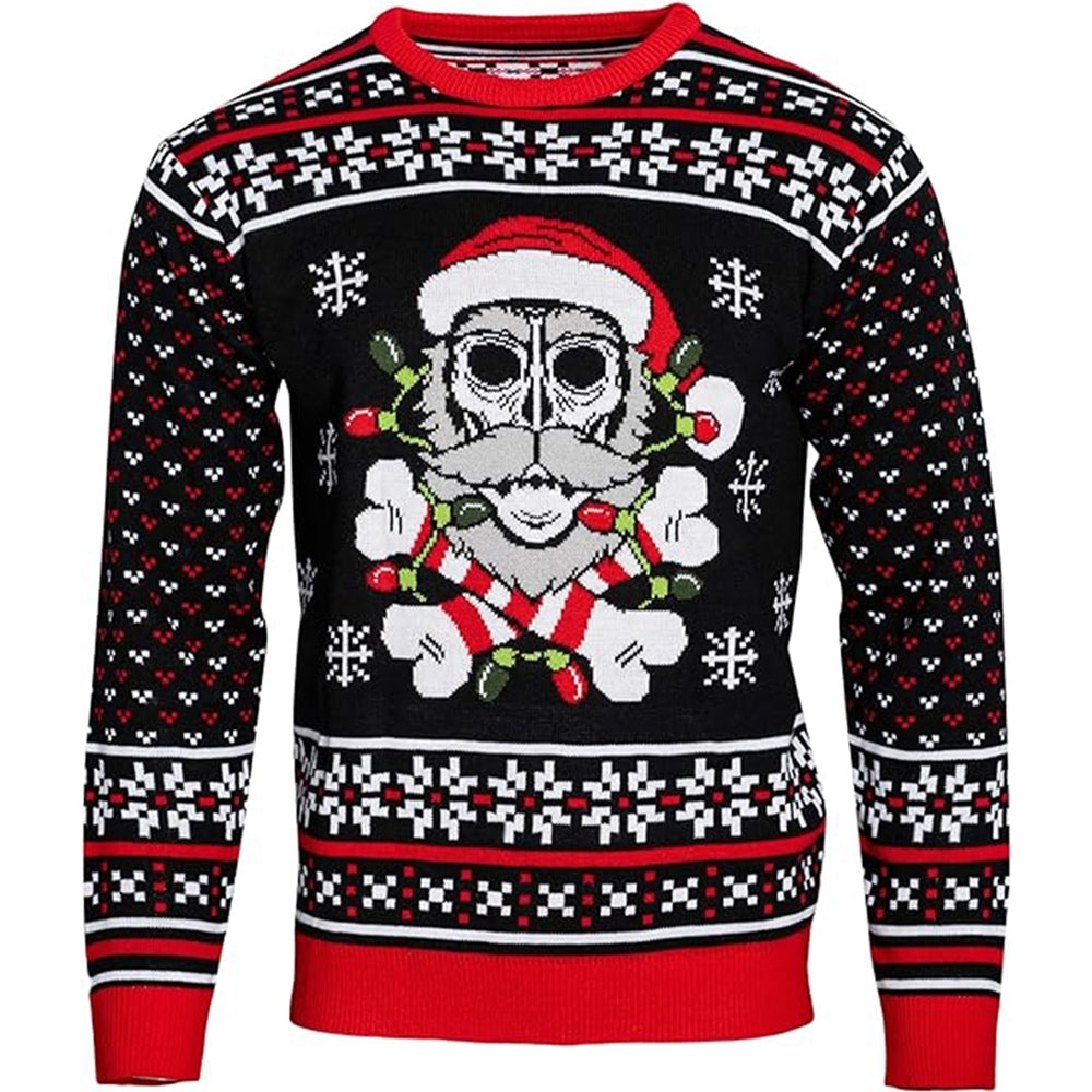 Skull Print Crew Neck Ugly Christmas Sweatshirt - Moonbestprint