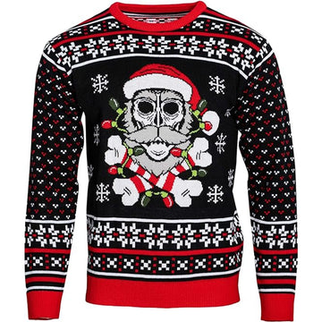Skull Print Crew Neck Ugly Christmas Sweatshirt - Moonbestprint