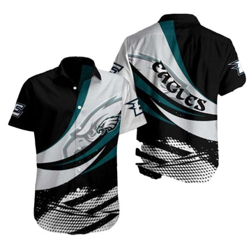 Philadelphia Eagles Sleek Silver And Teal Hawaiian Shirt - Moonbestprint