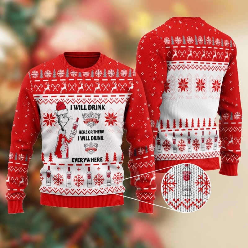 Smirnoff Cat Hat Will Drink Everywhere Ugly Sweater – Moonbestprint