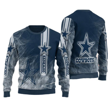 Smoke Graphic Dallas Cowboys Ugly Sweater, Christmas Sweater Dallas Cowboys Moonbestprint