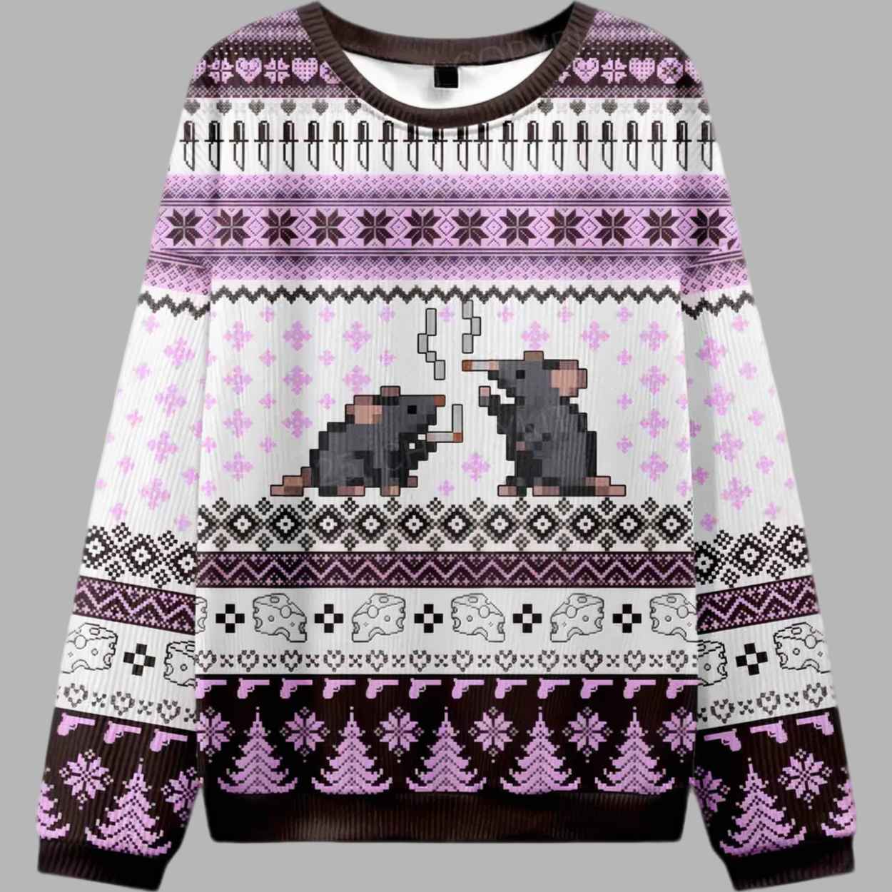 Smoking Rats Y2K Ugly Christmas Sweater – Moonbestprint