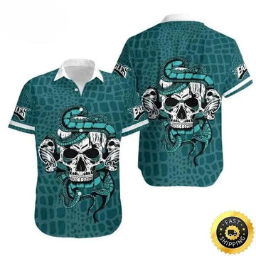 Snake And Skull Philadelphia Eagles Hawaiian Shirt, NFL Hawaiian Shirt Moonbestprint
