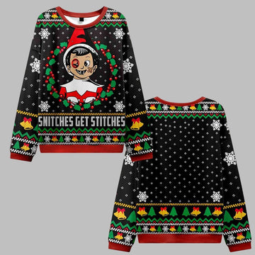 Snitches Get Stitches Vintage Ugly Sweater 2026 Christmas - Moonbestprint