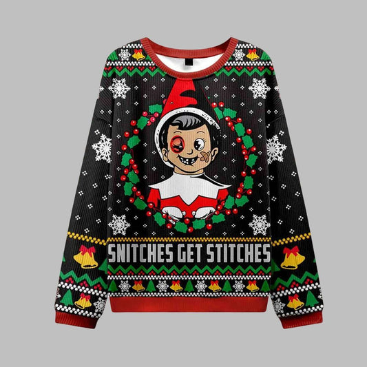 Snitches Get Stitches Vintage Ugly Sweater 2026 Christmas - Moonbestprint