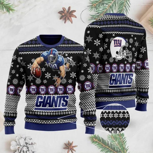 Snow New York Giants Ugly Christmas Sweater, NFL Christmas Sweater Moonbestprint