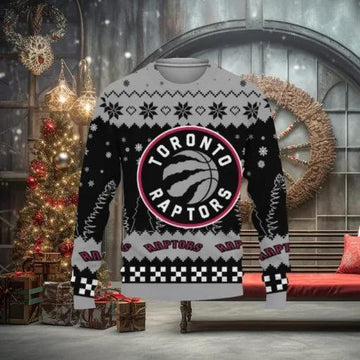 Snow Team Logo Toronto Raptors Ugly Christmas Sweater, NBA Chritsmas Sweater Moonbestprint