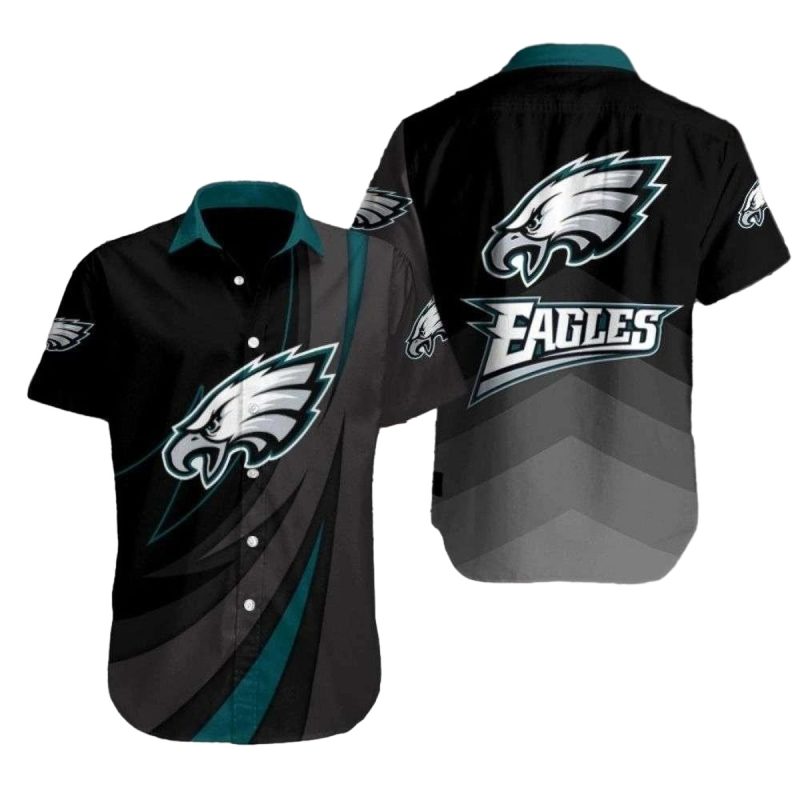 Philadelphia Eagles Soaring Eagle Shadow Swooping Teal Style Hawaiian Shirt - Moonbestprint