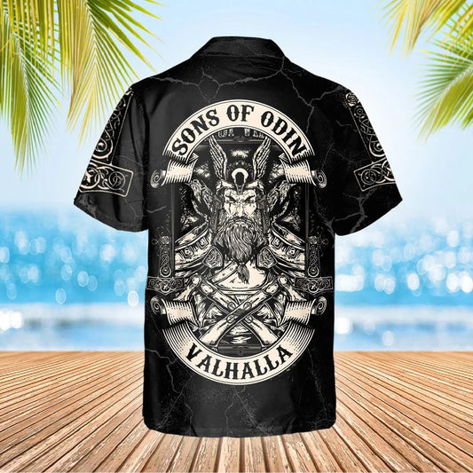 Son Of Odin Till Valhalla Viking Custom Hawaiian Shirt, Hawaiian Button Up Shirt, Aloha Shirts Moonbestprint