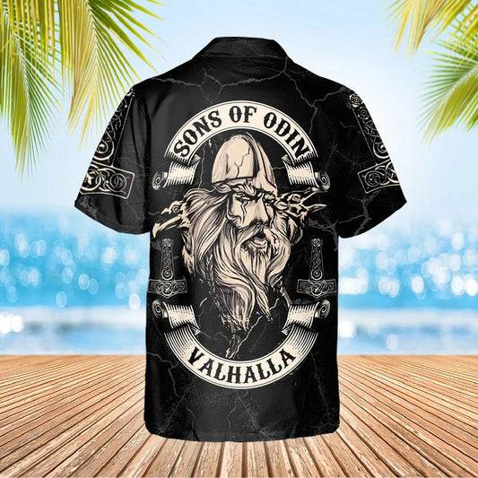 Son Of Odin Valhalla Viking Custom Hawaiian Shirt, Hawaiian Button Up Shirt, Aloha Shirts Moonbestprint