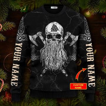 Sons Of Odin Valhalla Custom Name Viking Ugly Christmas Sweater Moonbestprint