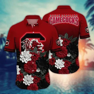 South Carolina Gamecocks Flower Hawaii Shirt For Fans, Summer Football Shirts, NCAA Hawaiian Shirt Moonbestprint