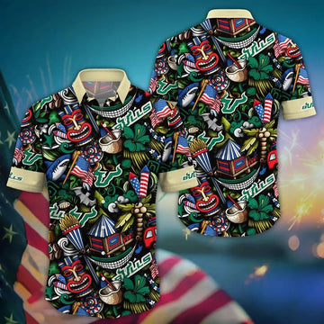 South Florida Bulls NCAA Flower Aloha Hawaiian Shirt, NCAA Hawaiian Shirt Moonbestprint