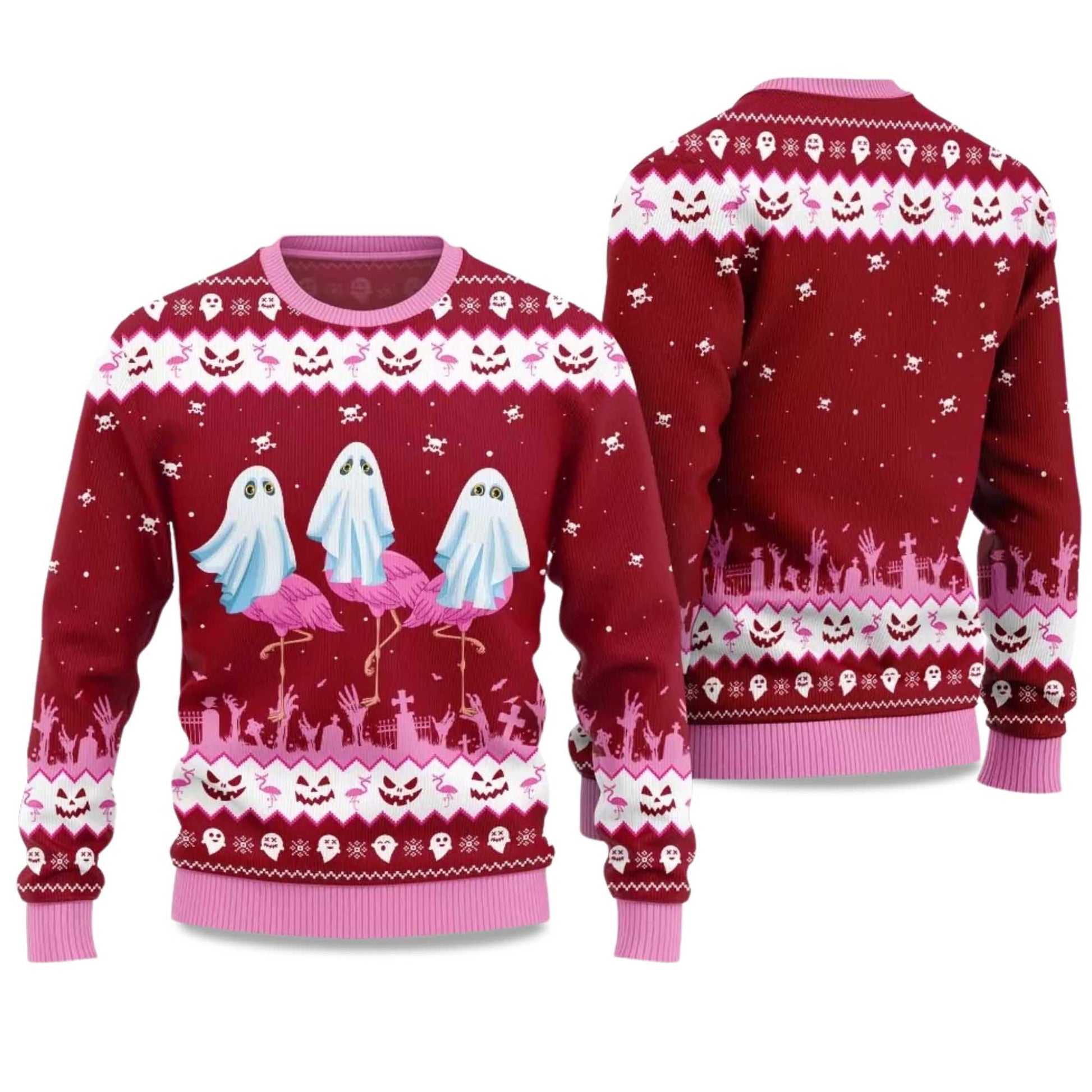 2026 Spooky Flamingo Ugly Sweater Moonbestprint