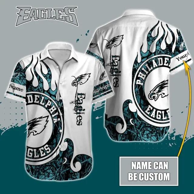 Sport-Team Philadelphia Eagles Custom Name Realtree Hunting Hawaiian Shirt Sport Team Aloha Shirt, NFL Hawaiian Shirt Moonbestprint