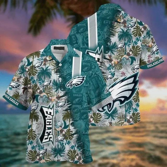 Sport-Team Philadelphia Eagles Green Grey Hawaiian Shirt Men & Women Aloha Shirt, NFL Hawaiian Shirt Moonbestprint