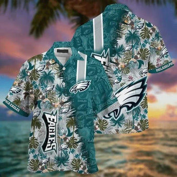 Sport-Team Philadelphia Eagles Green Grey Hawaiian Shirt Men & Women Aloha Shirt, NFL Hawaiian Shirt Moonbestprint