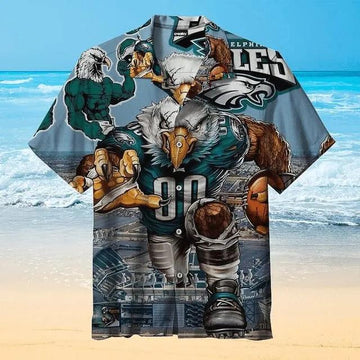 Sport-Team Philadelphia Eagles Mascot Version Hawaiian Shirt Men & Women Aloha Shirt, NFL Hawaiian Shirt Moonbestprint